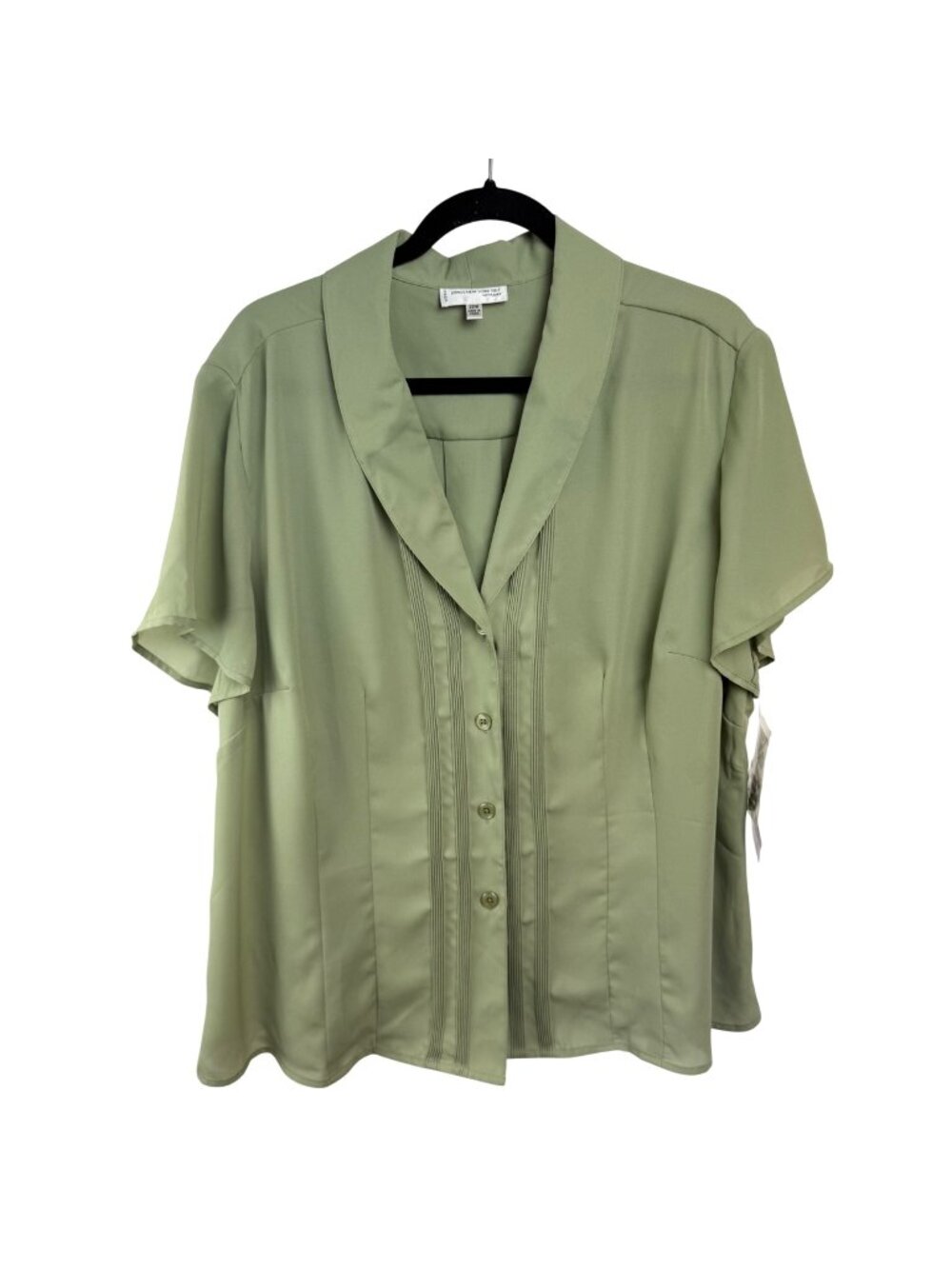 Jones New York Suit Womens 22W Sage Green Button-Down Short Sleeve Blouse NWT's